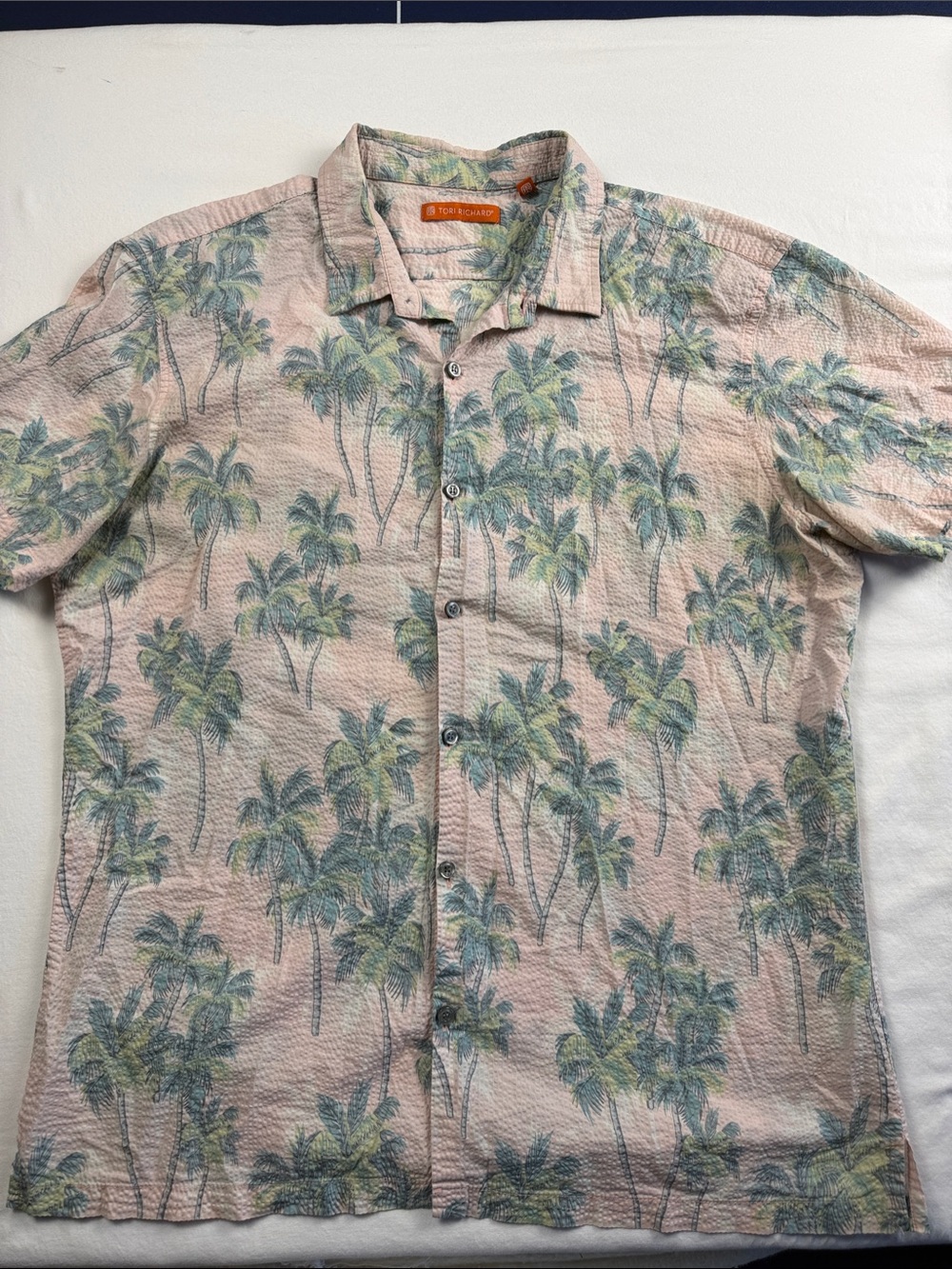 Tori Richard  Pink Tropical Palm Short Sleeve Button-Up Shirt sz‎ XL